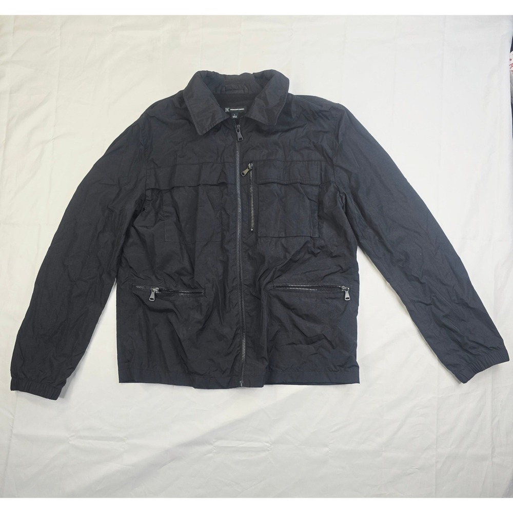 INC Men's International Concepts Utility Jacket Large Black Full Zip F52